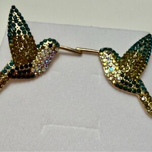Elegant Gold and Green hummingbird earrings